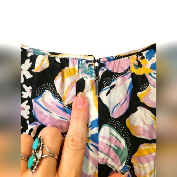 Rebecca Taylor Sleeveless Fleur Mix Dress, Boho Cottagecore Silk Blend | 12 - Picture 7 of 16